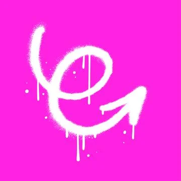 Curved shape arrow with loop in urban graffiti style with drips and dry brush Illustrazione stock