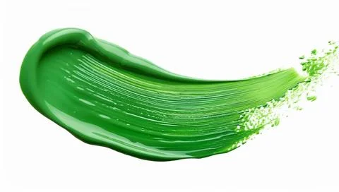 Curved shape with visible brush strokes created by green paint Green paint... Stock Photos