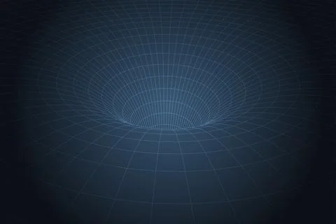 Curved spacetime caused by gravity of blackhole. Vector illustration. Stock Illustration