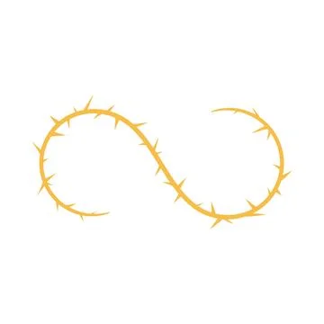 Curved, spiky line infinity shape, yellow color, vector illustration. Stock Illustration