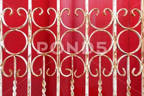 Curved Steel Fence. Stock Photos