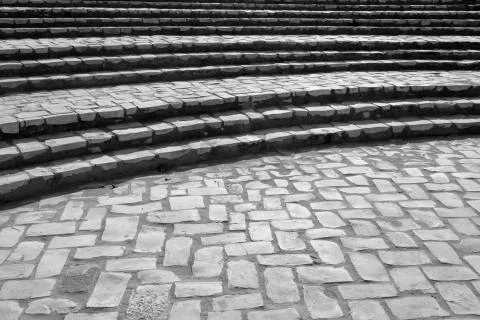 Curved stone brick steps 스톡 사진