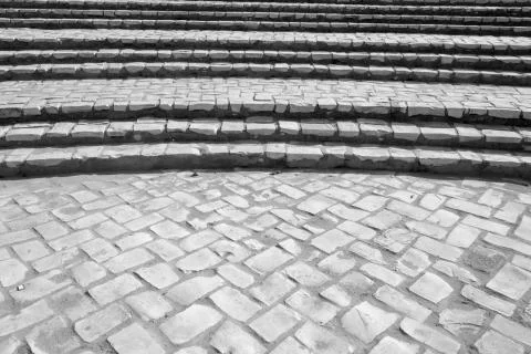 Curved stone brick steps 스톡 사진