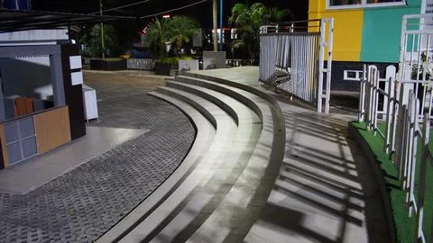 Curved stone steps at night Stock Photos