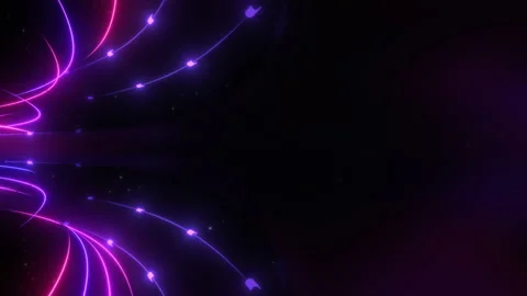 Curved Surface Reflects Glowing Sci-Fi Ultraviolet Neon Laser Beams Stock Footage 141881369