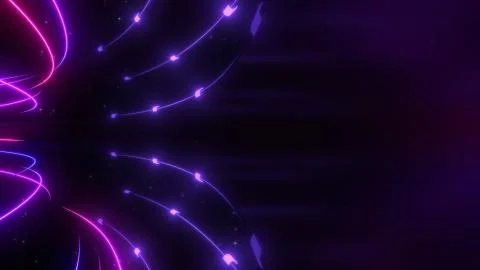 Curved Surface Reflects Glowing Sci-Fi Ultraviolet Neon Laser Beams Illustrazione stock