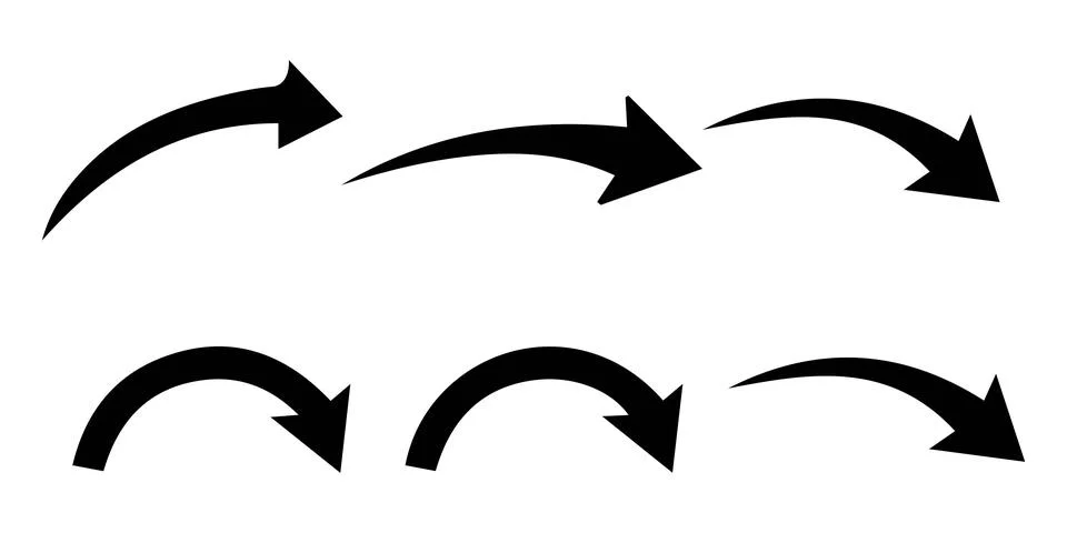 Curved Swoosh Arrow Pointers Vector Set Stock Illustration