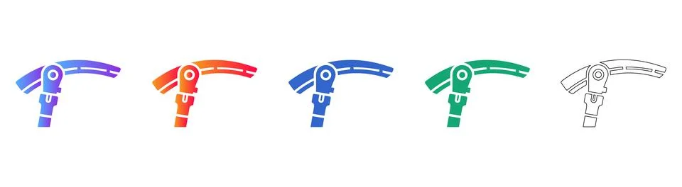 Curved Technical Component Icons Stock Illustration