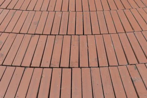 Curved Terracotta Brick Paving Pattern Stock Photos