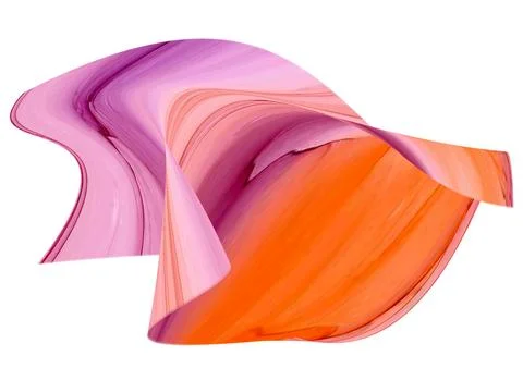 Curved thin sheet of layered liquid with orange and pink stripes Stock Illustration