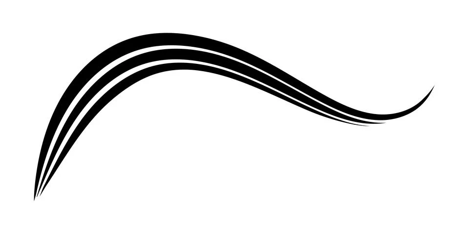 Curved three stripes calligraphy element vector calligraphy sea wave, elegantly Stock Illustration