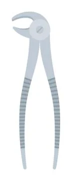 Curved tooth forceps vector icon flat Stock Illustration