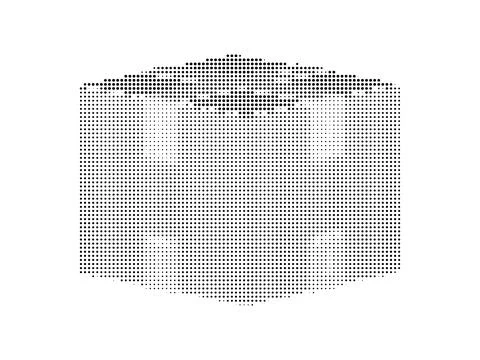 Curved top box shape with halftone dot pattern, isolated on white background. Stock Illustration