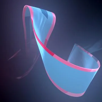 A curved, translucent, 3D ribbon with a blue center and pink border Иллюстрация
