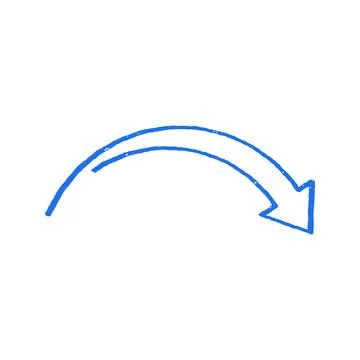Curved Turn Arrow Pointer Hand Drawn Doodle Vector Illustration For Navigat.. Stock Illustration