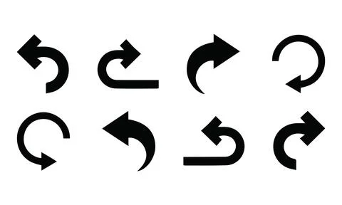 Curved Undo Redo and U-Turn Arrow Asset Pack Illustrazione stock