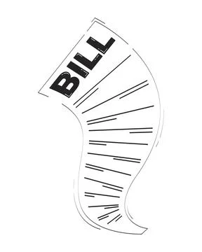 Curved utility bill document doodle linear object Illustrazione stock