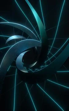 Curved vortex structure lines, 3d rendering. Illustrazione stock