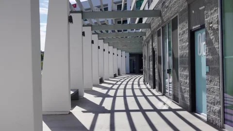 Curved-Walkway-with-Shadows Video stock 345838458