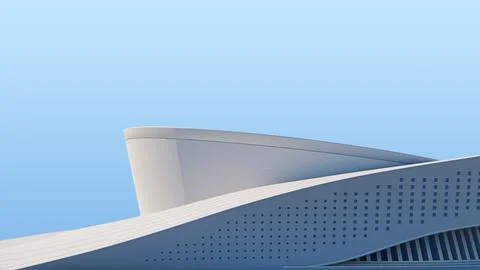 Curved wall of a modern building facade Ilustración de archivo