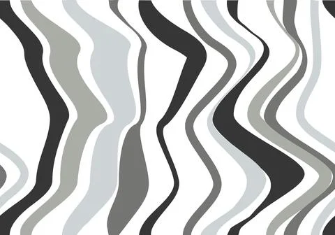 Curved wave lines abstract grayscale seamless repeat pattern. Stock Illustration