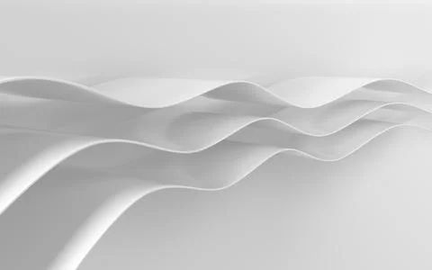Curved white geometry with white background, 3d rendering. Stock Illustration