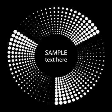 Curved white halftone dotted shape Stock Illustration