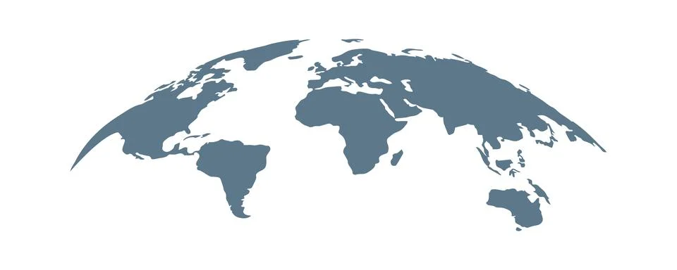 Curved World Map Vector, Globe Planet Concept Map For Website, Annual Repor.. Stock Illustration