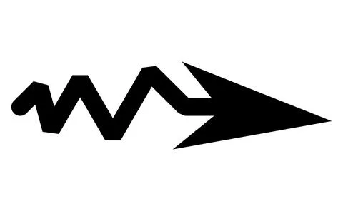 Curved zigzag arrow icon, Wavy line pointer symbol, Rounded angular direction Stockillustratie