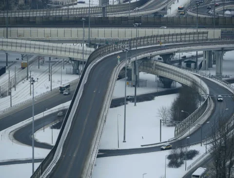 Curves on a multi-level overpass highway Stock Footage 149073036