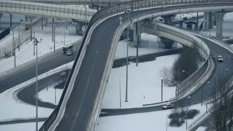 Curves on a multi-level overpass highway Stock Footage 149074454
