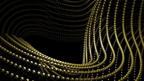 Curving animation with chains of dots. Design. 3D structure with chains of dots Stock Illustration