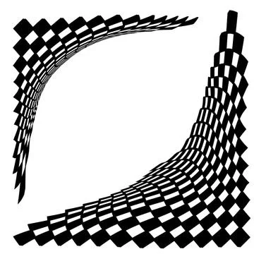 Curving Black Checkerboard Frame on White Background Stock Illustration