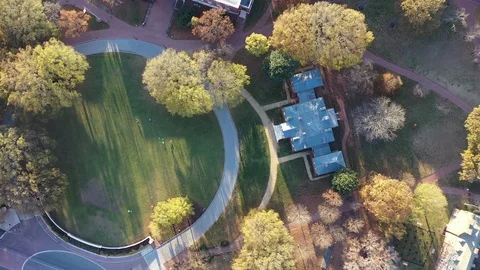 Curving Campus Path Through Johns Hopkins Lawns, Baltimore Stock-Footage 98923326