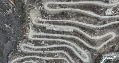 Curving mountain trail in Tibet,China Stock Footage 240711964