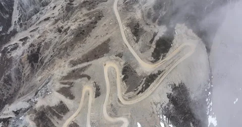Curving mountain trail in Tibet,China Stock Footage 251428208