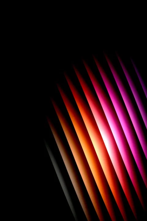 Curving neon line luminous vertical blind backdrop video backdrop with pure oran Vídeos de archivo 338384160