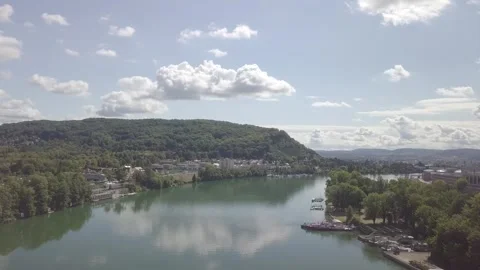 Curving Return Along Rhine To Basel Industry Stock Footage 331915771