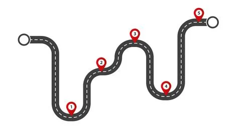 Curving road map with web marks Stock Illustration