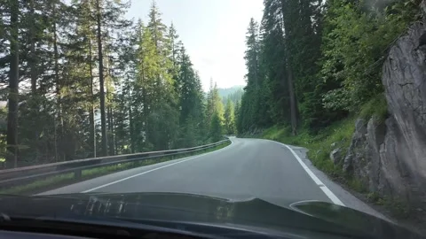 Curving Road in Mountain Forest Stock Footage 329281015