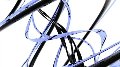 Curving tangled strings on a white background. Design. Spiral 3D moving shape. 스톡 일러스트