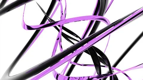 Curving tangled strings on a white background. Design. Spiral 3D moving shape. Stock Illustration