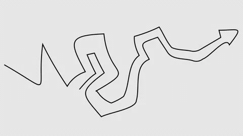 Curvy bold arrow self-drawing with a single line on a white screen. Stock Footage 170242875