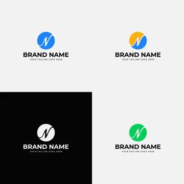Curvy Negative Space Creative Line Abstract modern N letter Logo Design vecto Stock Illustration