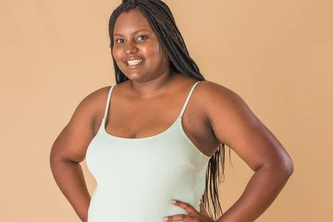 Curvy plus size model. overweight body acceptance confidence. Latin Cuban body Stock Photos