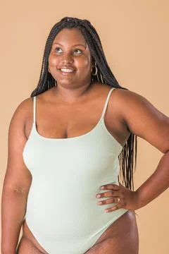 Curvy plus size model. overweight body acceptance confidence. Latin Cuban body Stock Photos