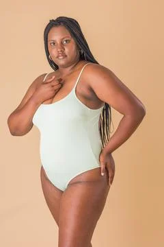 Curvy plus size model. overweight body acceptance confidence. Latin Cuban body Stock Photos