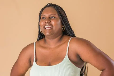 Curvy plus size model. overweight body acceptance confidence. Latin Cuban body Stock Photos