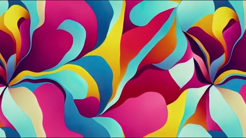 Curvy Psychedelic Y2K 70s Diagonal Flowers Fun Funky Retro Stock Footage 220114491