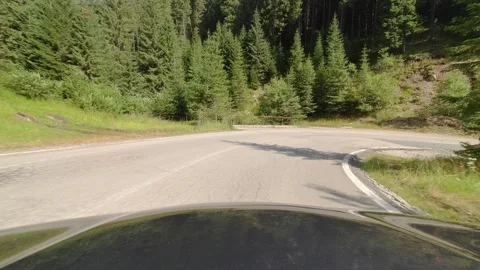 Curvy serpentine orad DN7A in Romania 4K driving footage Vídeos de archivo 252248087